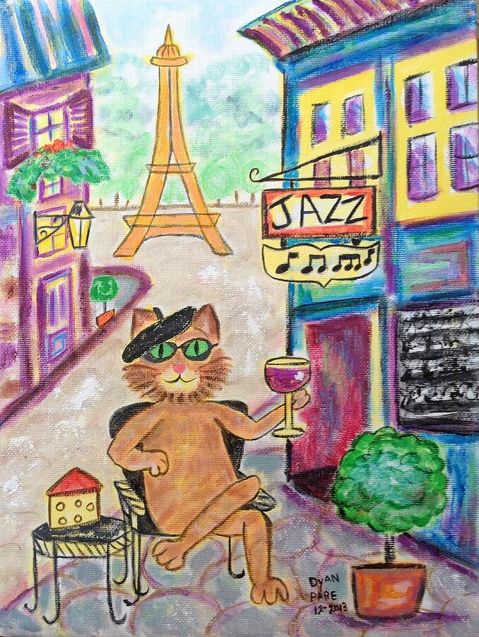 Jazz Cat Painting by Diane Pape