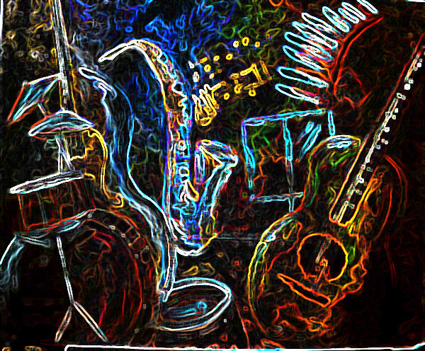 Jazz in neon Painting by Patricia Rachidi