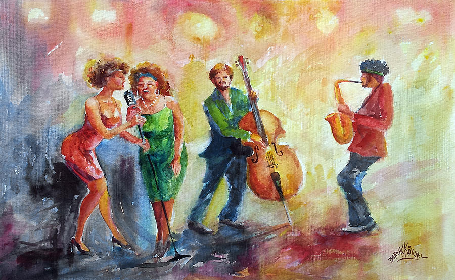 Jazz Night in New Orleans Painting by Faruk Koksal