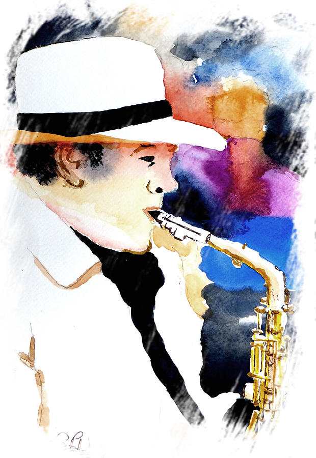 Jazz Player Painting by Steven Ponsford