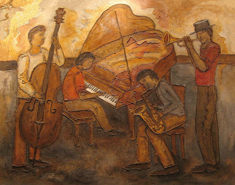 Impressionist Painting - Jazz Quartet by Anita Burgermeister