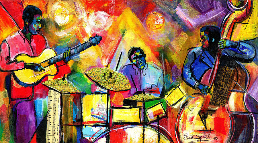 Jazz Painting - Jazz Trio by Everett Spruill