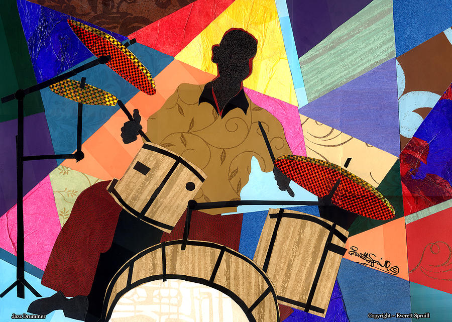 Jazzy Drummer Mixed Media by Everett Spruill