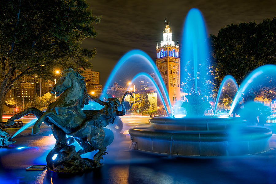 Jc Nichols Fountain - Royal Blue Photograph by Derek Slagle