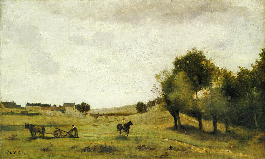 Corot Painting - Jean-baptiste-camille Corot, View Near Epernon by Quint Lox