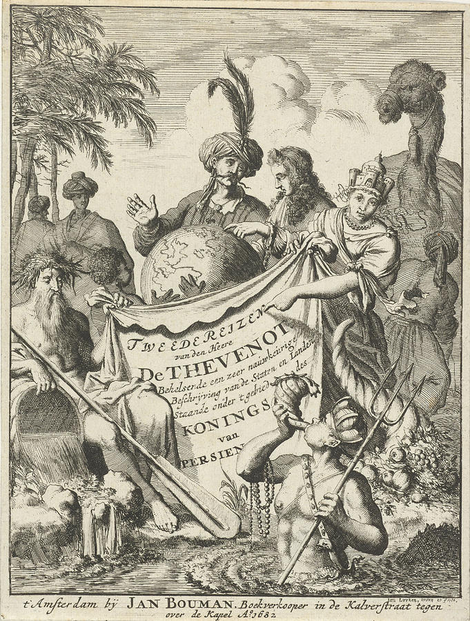 Globe Drawing - Jean De Thevenot Talking To A Turk, Jan Luyken by Jan Luyken