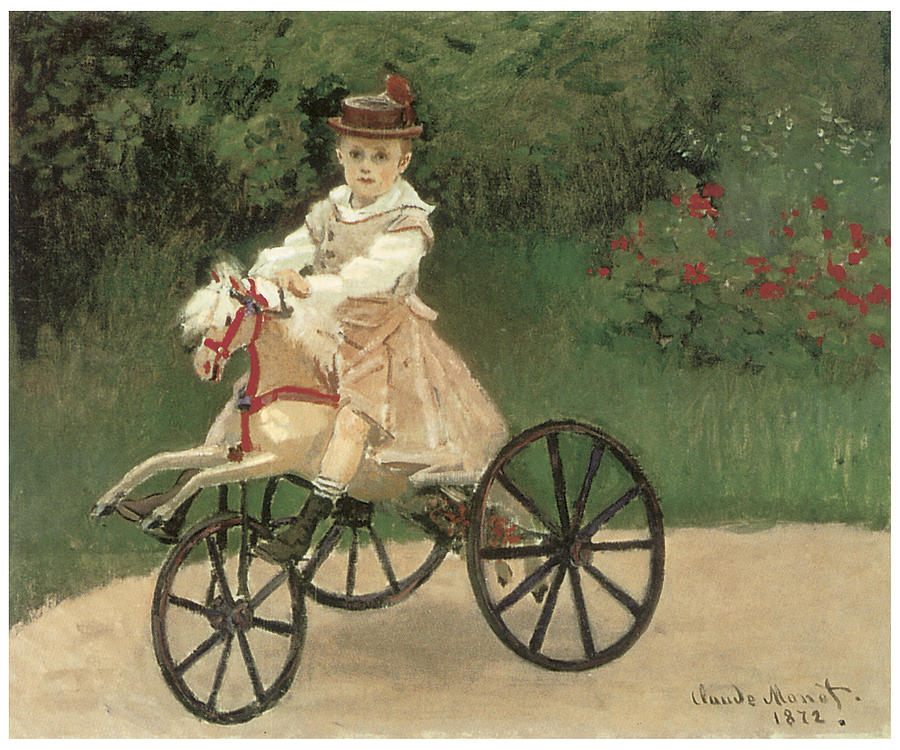 Claude Monet Painting - Jean Monet on his Horse Tricycle by Claude Monet