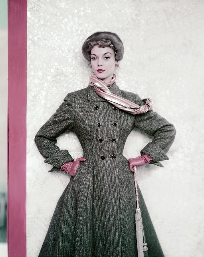 Jean Patchett Wears A Paris Collections Coat Photograph by Horst P. Horst