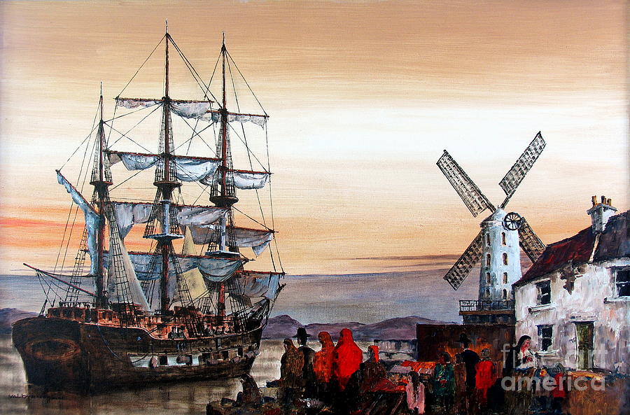 Val Byrne Painting - Jeanie Johnston Famine Ship by Val Byrne