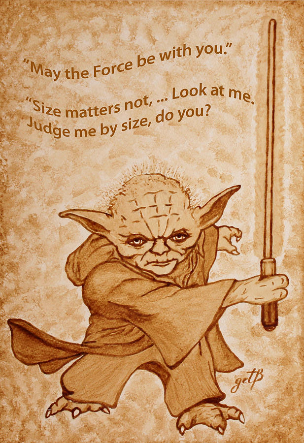 Star Wars Painting - Jedi Yoda Quotes original beer painting by Georgeta Blanaru