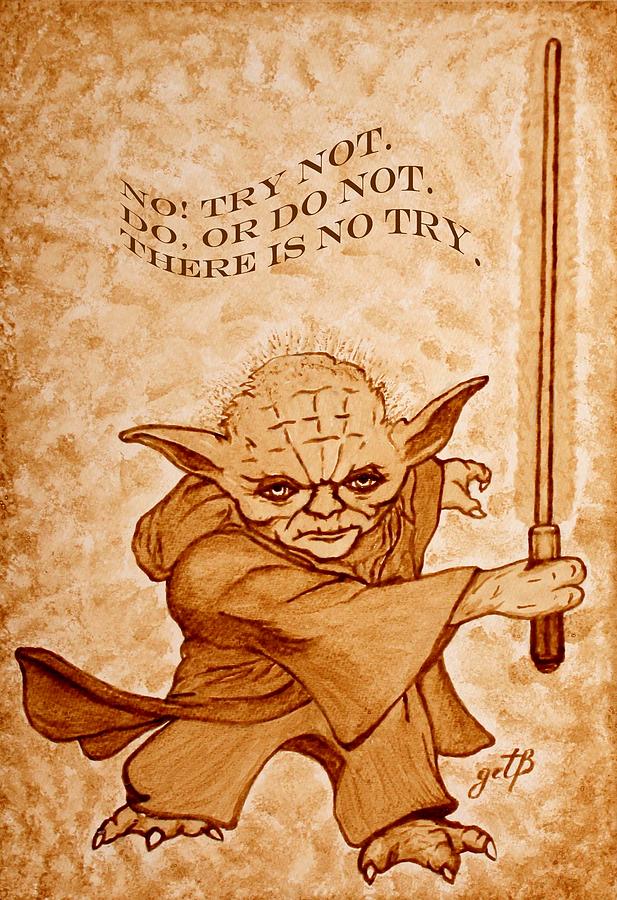 Star Wars Painting - Jedi Yoda Wisdom by Georgeta  Blanaru
