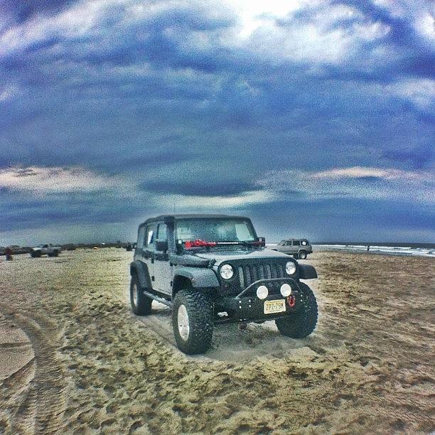 Beach Photograph - #jeep #jeepjk #nj #newjersey #beach by Matthew Loving