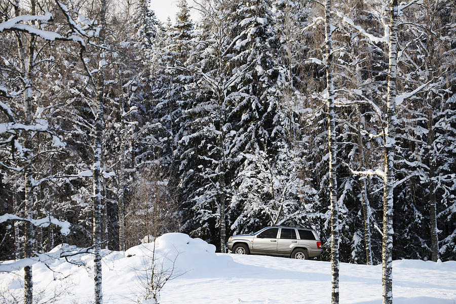 Jeep Snowy Winter Drive Photograph by Christian Lagereek