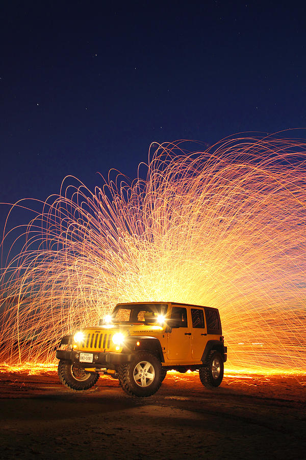 Jeep Wrangler and Steel-wool 2AM-116085-1106087_stacked Photograph by Andrew McInnes