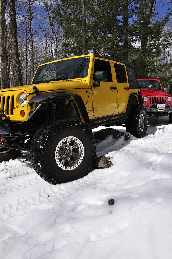 Jeep Rally Photograph - Jeeps on snow by J Scott Davidson