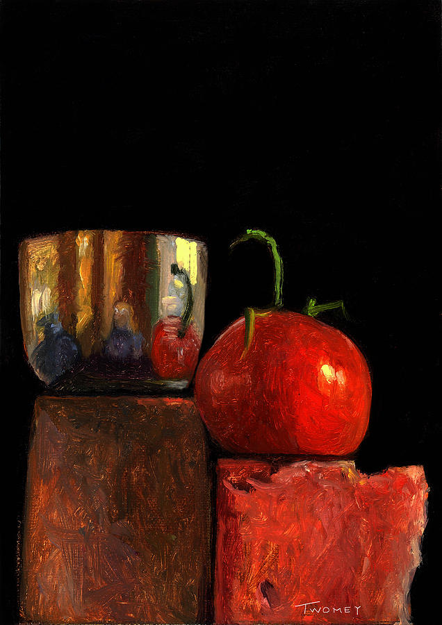 Jefferson Cup With Tomato and Sedona Bricks Painting by Catherine Twomey