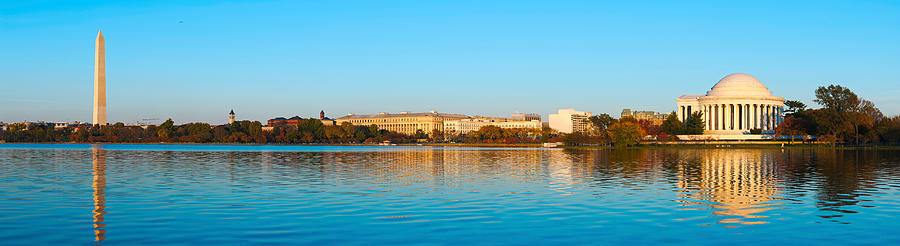 Architecture Photograph - Jefferson Memorial And Washington by Panoramic Images