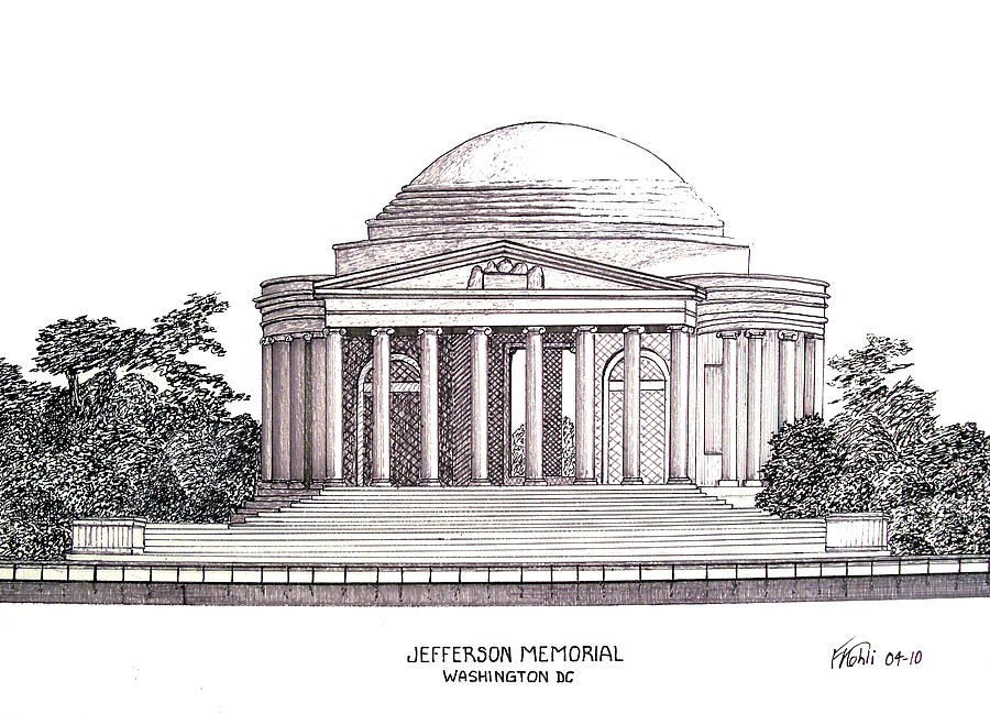 Architecture Drawing - Jefferson Memorial by Frederic Kohli