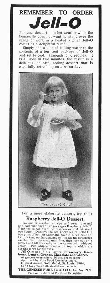 Jell-o Advertisement, 1905 Photograph by Granger