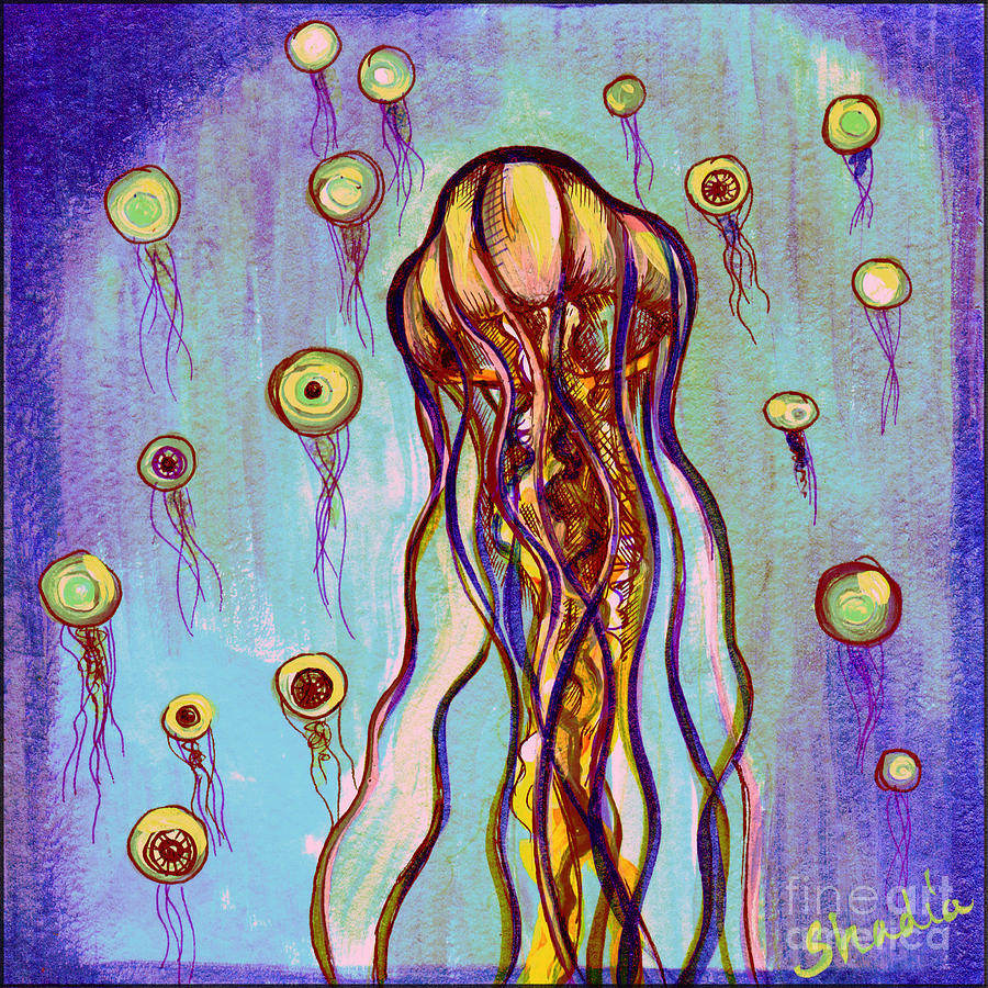 Jelly Fish Painting - Jelly Vision by Shadia Derbyshire