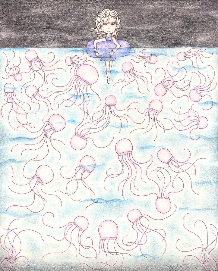 Ocean Drawing - Jellyfish by Megan Stone