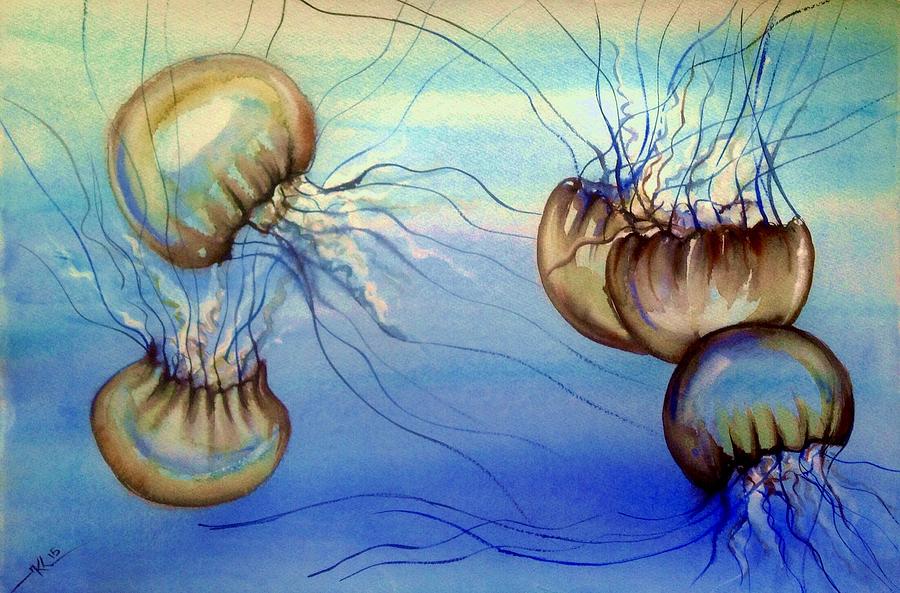 Jellyfishes Painting by Katerina Kovatcheva