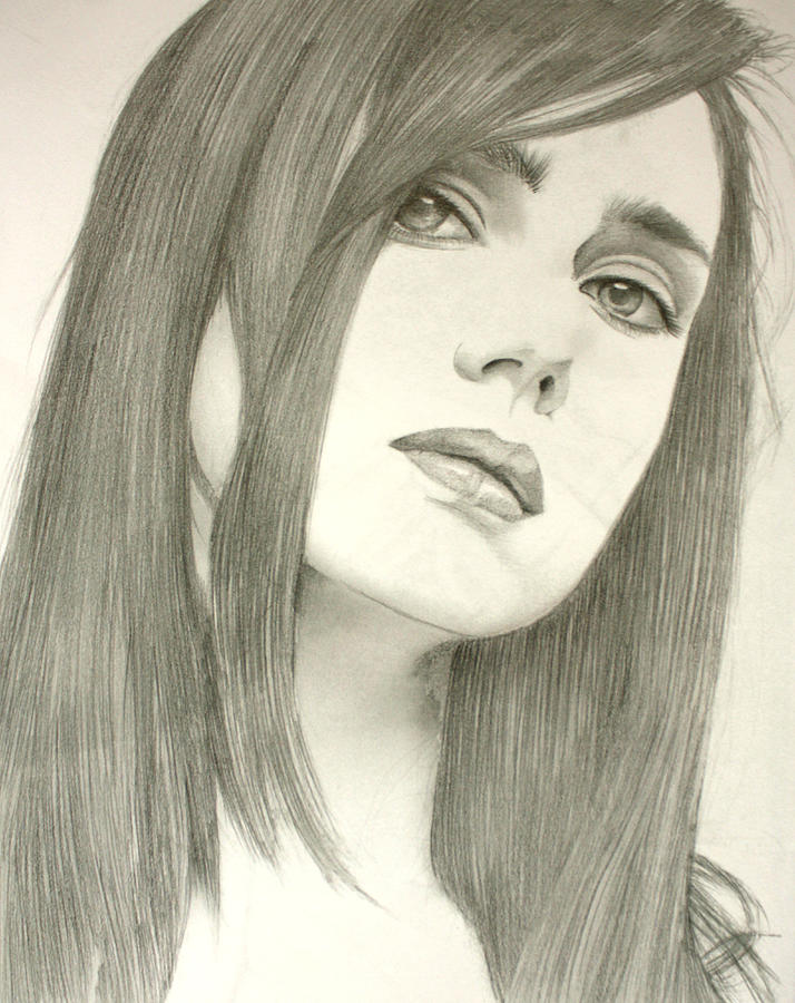 Portrait Drawing - Jeniffer by Ted Castor
