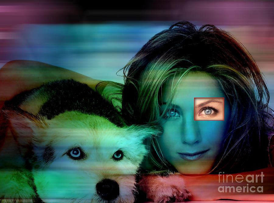 Jennifer Aniston Mixed Media - Jennifer Aniston and Dog  by Marvin Blaine