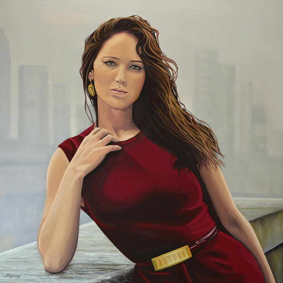 Jennifer Lawrence Painting Painting by Paul Meijering
