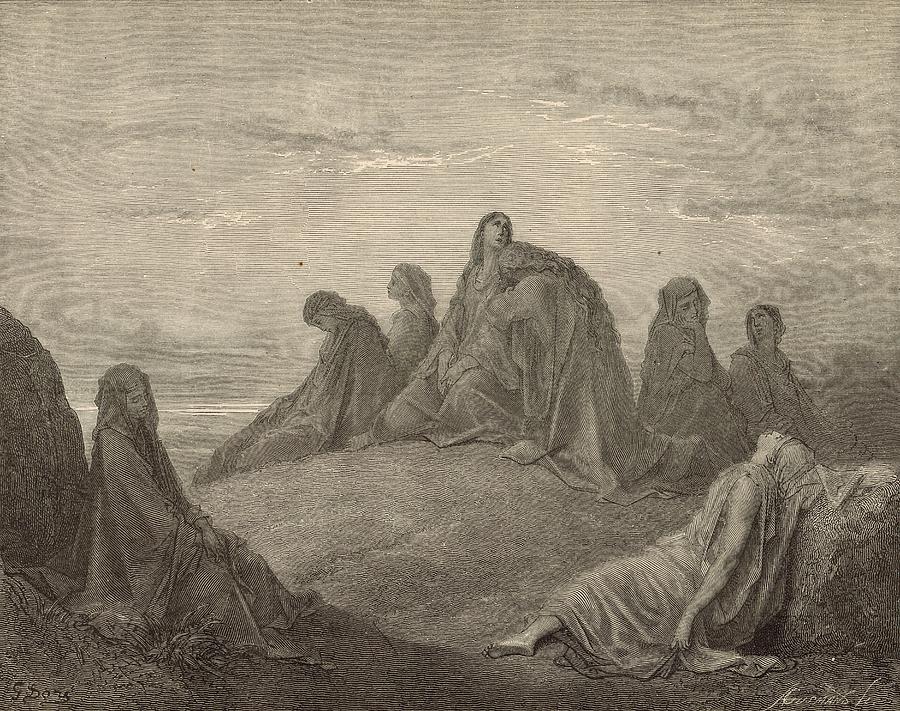 Jephthah's Daughter and Her Companions Drawing by Antique Engravings ...