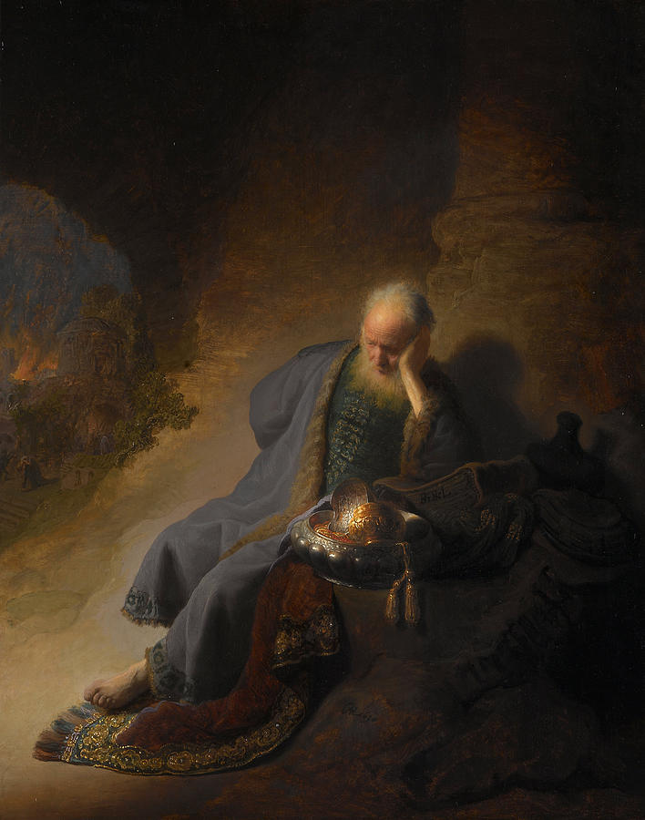 Rembrandt Painting - Jeremiah lamenting the Destruction of Jerusalem by Celestial Images
