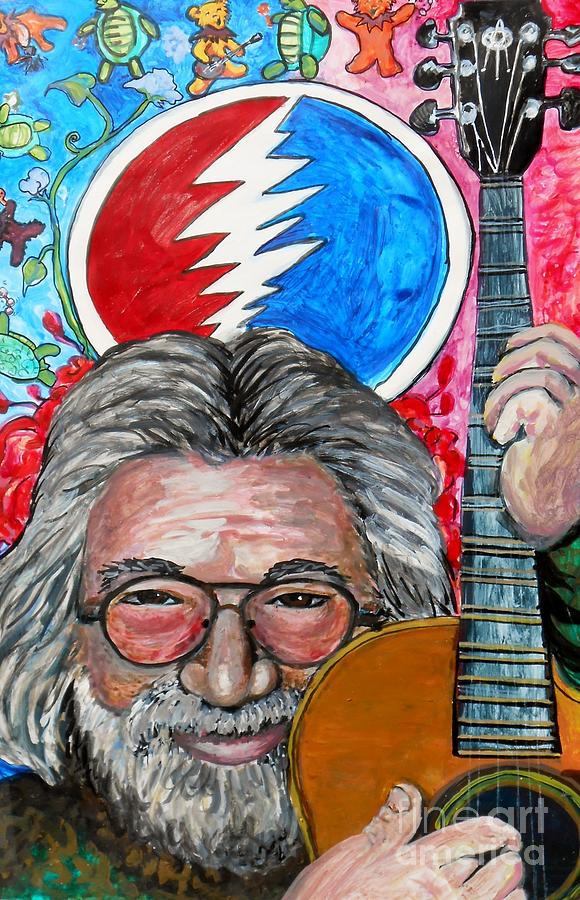 Grateful Dead Painting - Jerry Garcia Fun Tribute by Emily Michaud