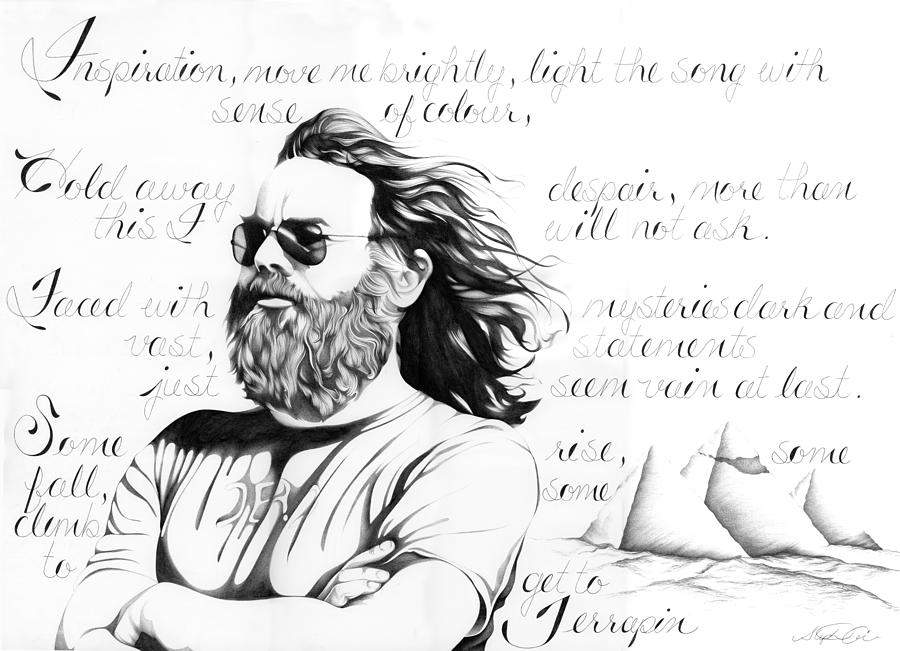 Music Drawing - Jerry Garcia/Grateful Dead by Stephanie Carrier