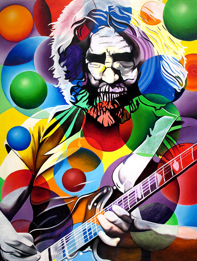 Jerry Garcia Painting - Jerry Garcia in Bubbles by Joshua Morton