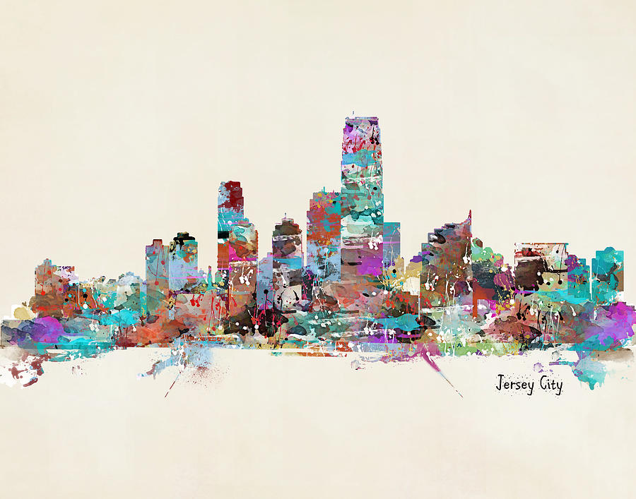 Jersey City Skyline Painting - Jersey City New Jersey by Bri Buckley