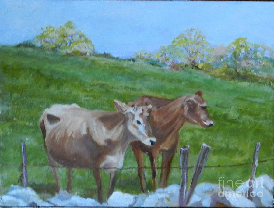 Cow Painting - Jersey Girls by Alicia Drakiotes