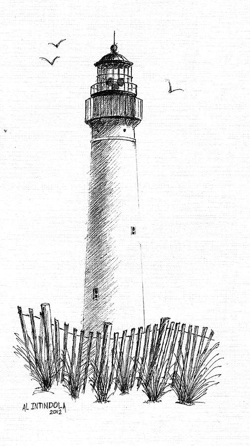 Jersey Lighthouse Drawing by Al Intindola