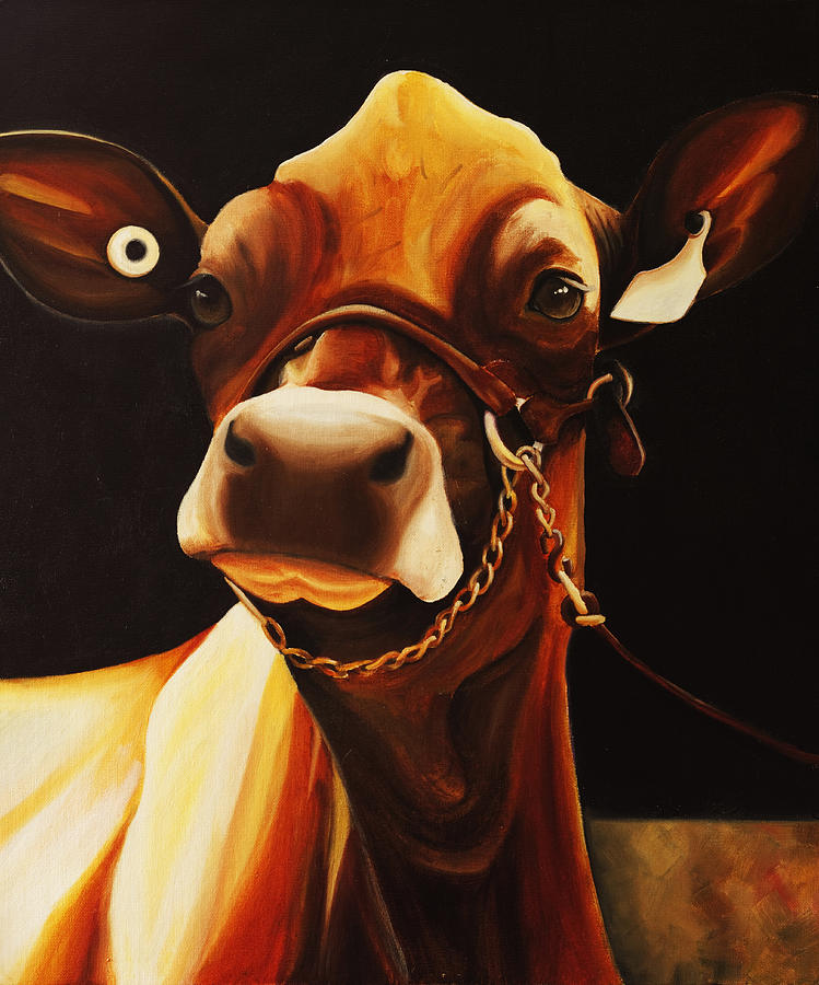 Cow Painting - Jersey Portrait by Emma Caldwell