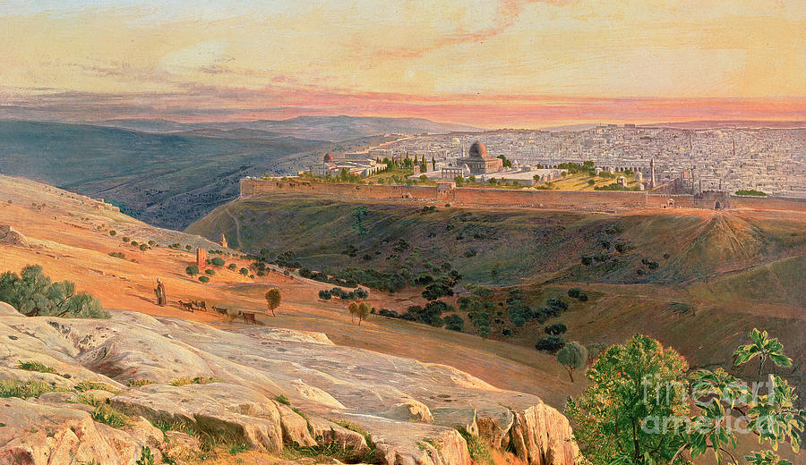 Jerusalem from the Mount of Olives Painting by Edward Lear