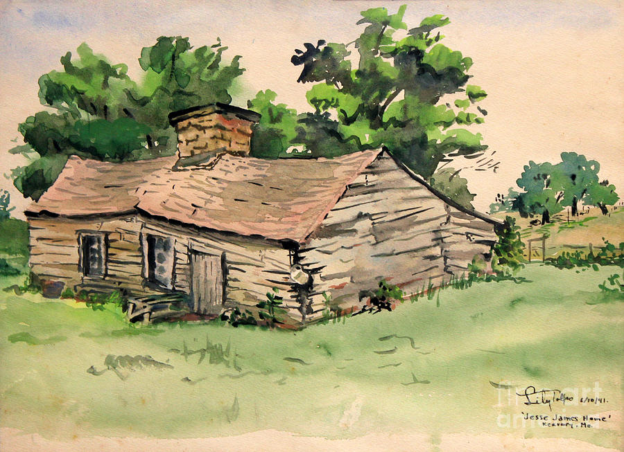 Jesse James Home - Clay County Missouri  1941 Painting by Art By Tolpo Collection