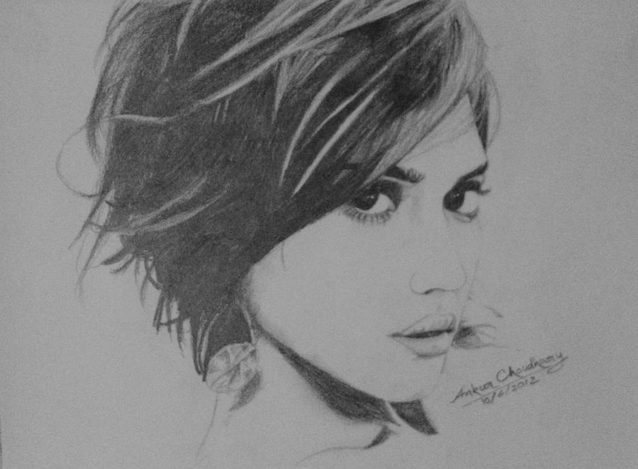 Jessica Alba Drawing - Jessica Alba by Ankur Choudhary