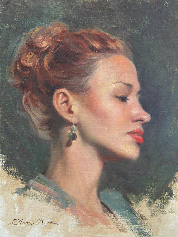 Portrait Painting - Jessie in Profile by Anna Rose Bain