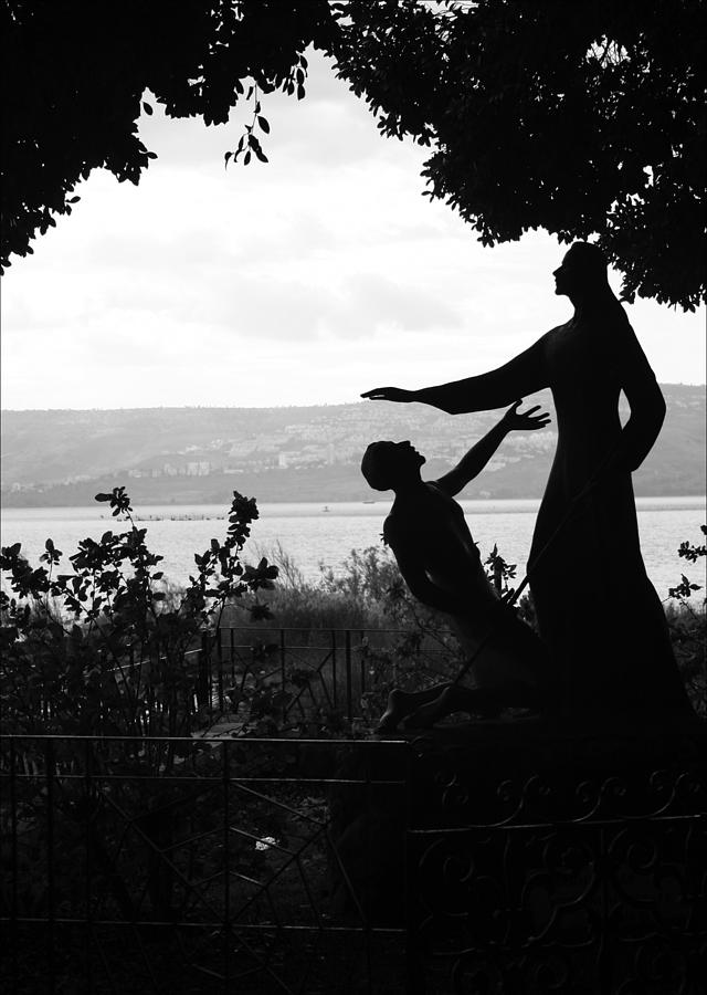 Jesus and Saint Peter by Sea of Galilee Photograph by Kathryn McBride
