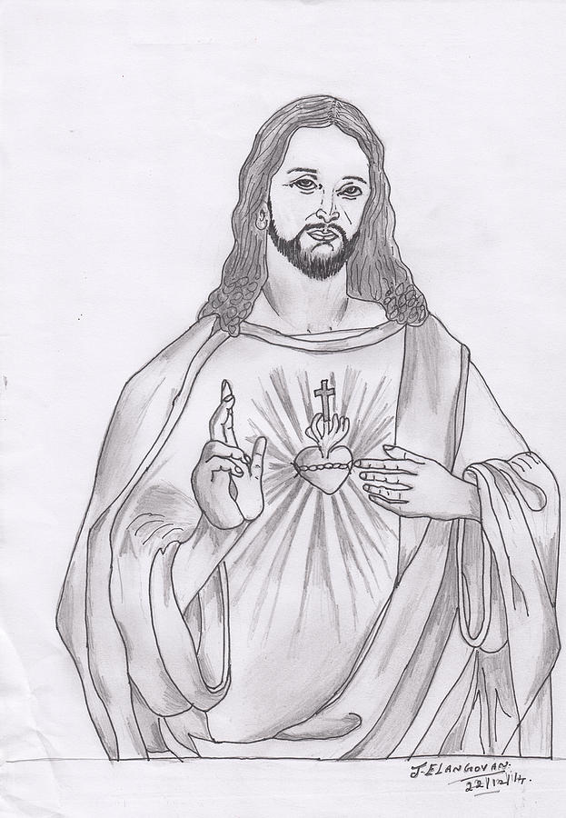 Jesus Art Drawing by J Elangovan - Pixels