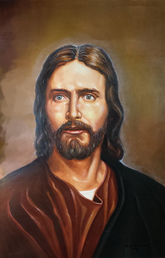 Portrait Painting - Jesus by Brent Vall Peterson