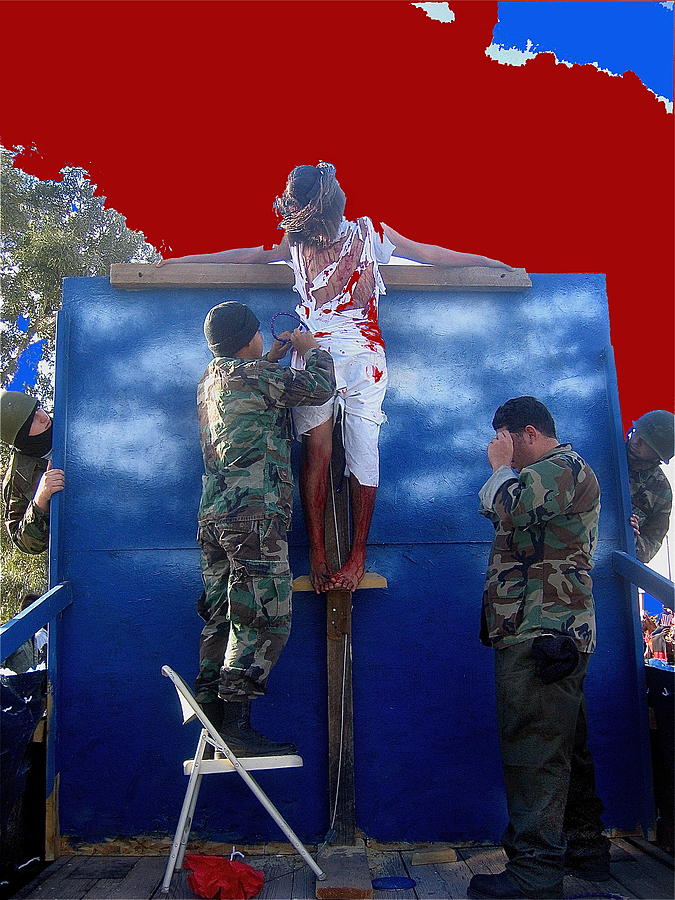 Jesus Christ float 60th anniversary of the landing on Iwo Jima in WW2 Sacaton Arizona 2005 Photograph by David Lee Guss