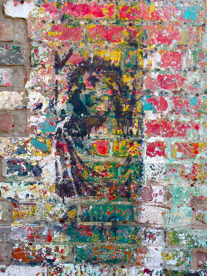 Jesus Christ Graffiti on Colorful Brick Wall Photograph by Anna Ruzsan