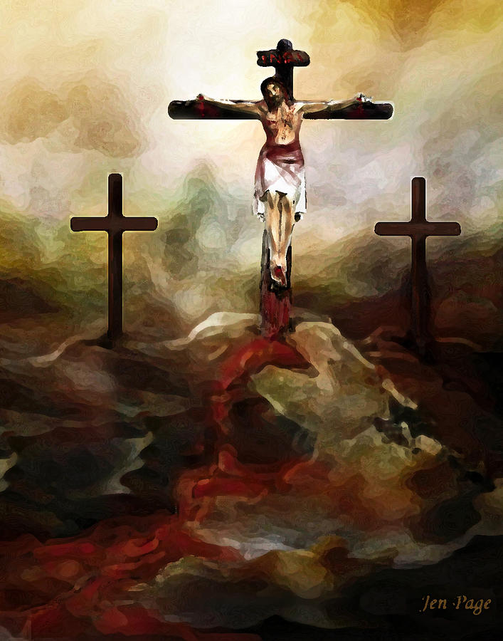 Easter Painting - Jesus Died for You by Jennifer Page