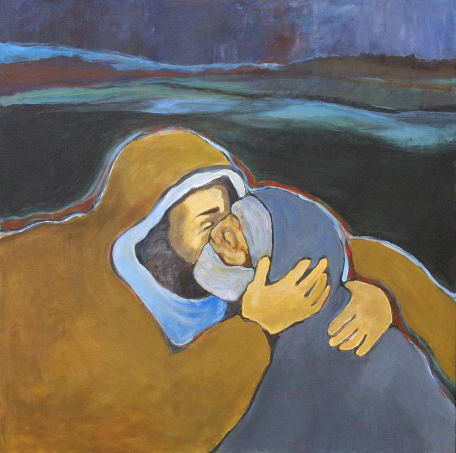 Mountain Painting - Jesus Heals the Leper  by Ann Lukesh