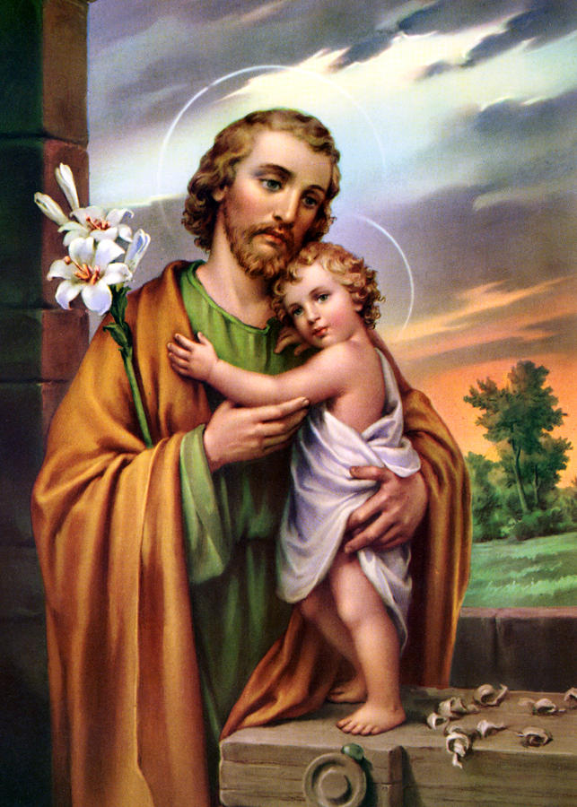 Jesus Holding Joseph Painting by Munir Alawi